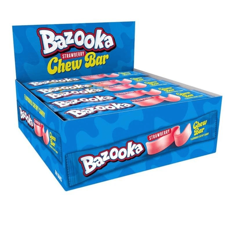 Bazooka Cherry Sour Chew Bar 60 x 14g (case) - Out of Date